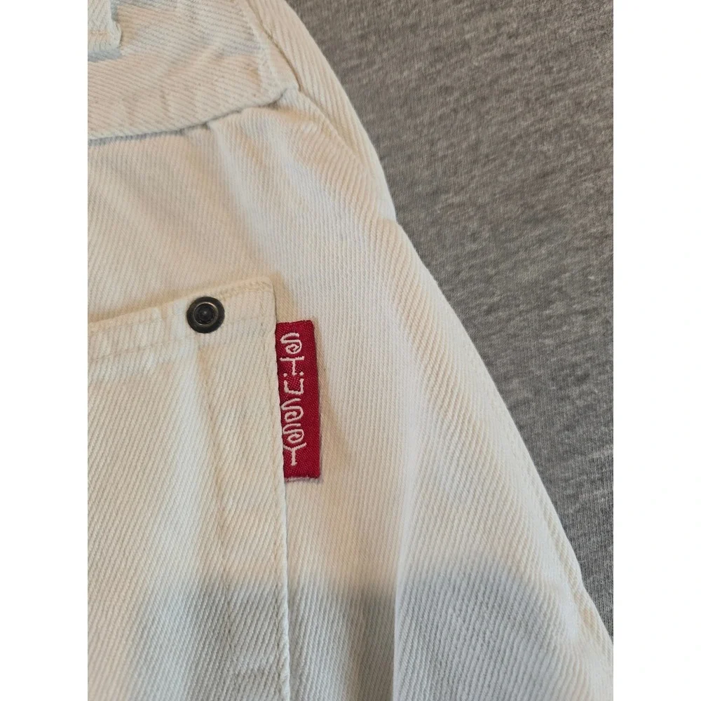 Vintage Stussy Jeans Mens 34 Cream Baggy Made USA Button Fly Denim 80's Skater